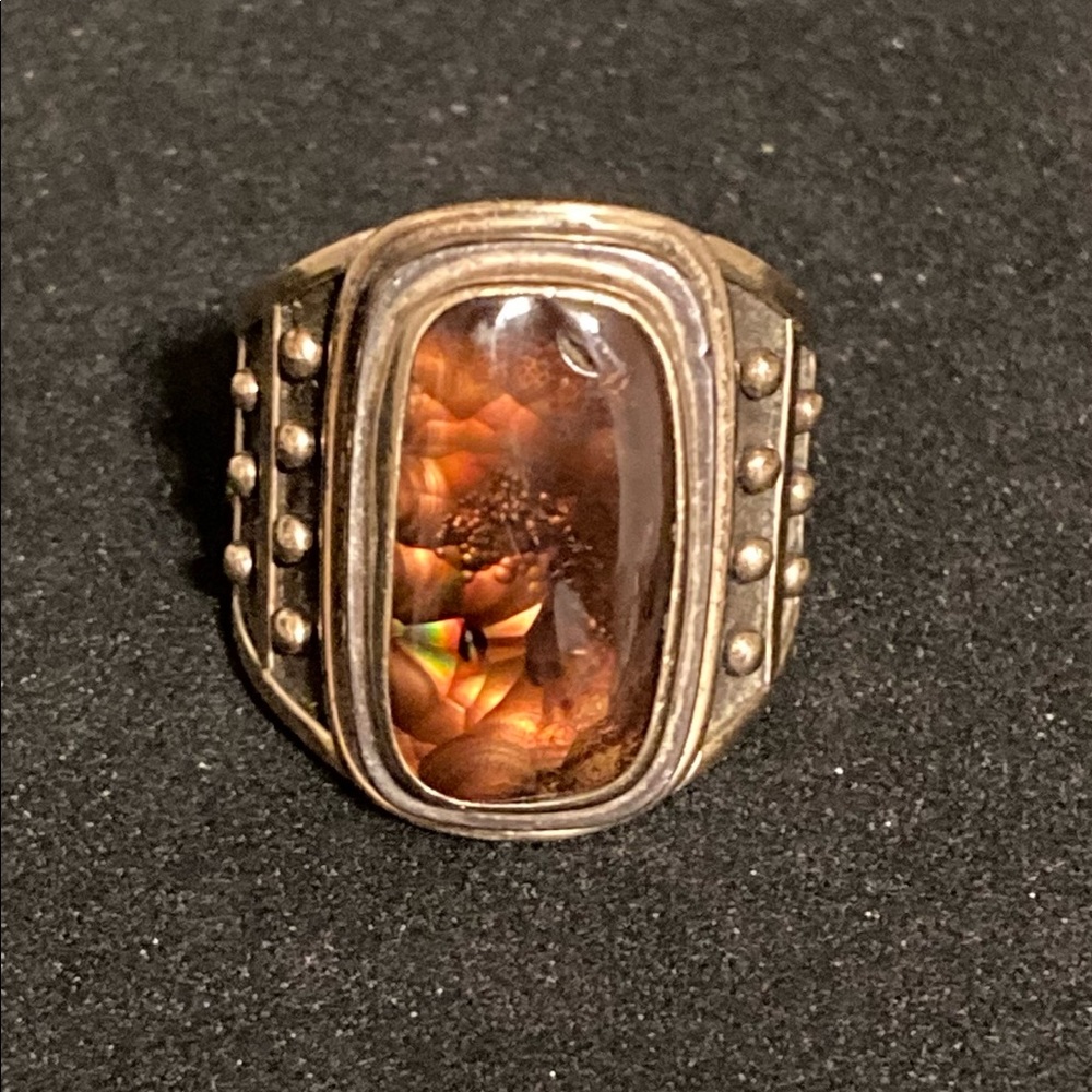 12.2 gram 14 kyg & Sterling (Carnelian or Fire Agate) Ring